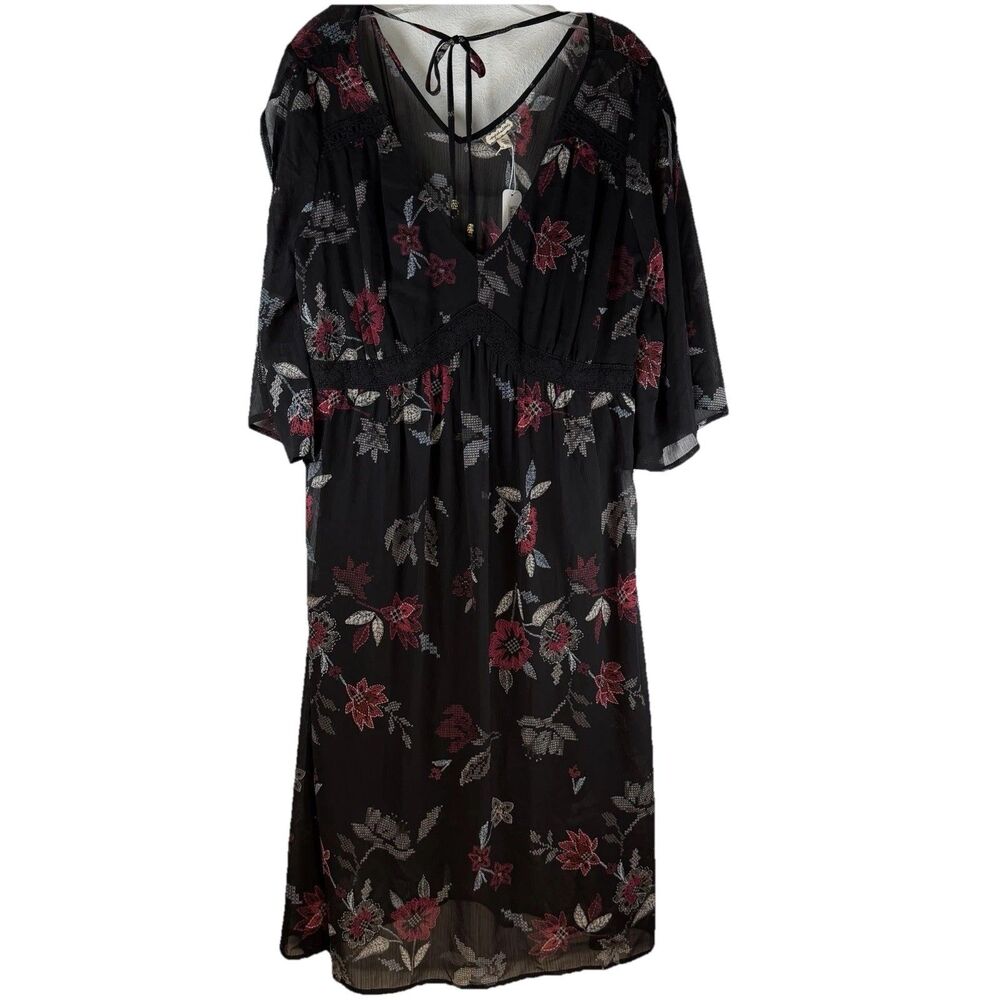 NWT eyeshadow Dress Black Red Floral Dark Romantic Whimsigoth‎ Cottage Sz XL